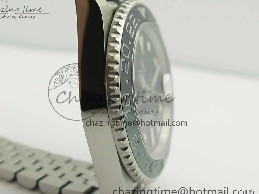 0201 UrbanChic GMT-Master II 126710 BLRO BPF Black Green Ceramic Bezel SS Black Dial on SS Jubilee Bracelet A 3347